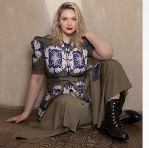 Making the Cut Season olive lace up midi Shirt Dress Sz XS New with tags - Picture 5 of 14